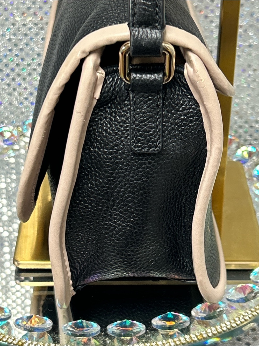kate spade Black & Cream Pebbled Leather Crossbody Shoulder Bag Approx. 9.5x7x4 - Picture 4 of 16